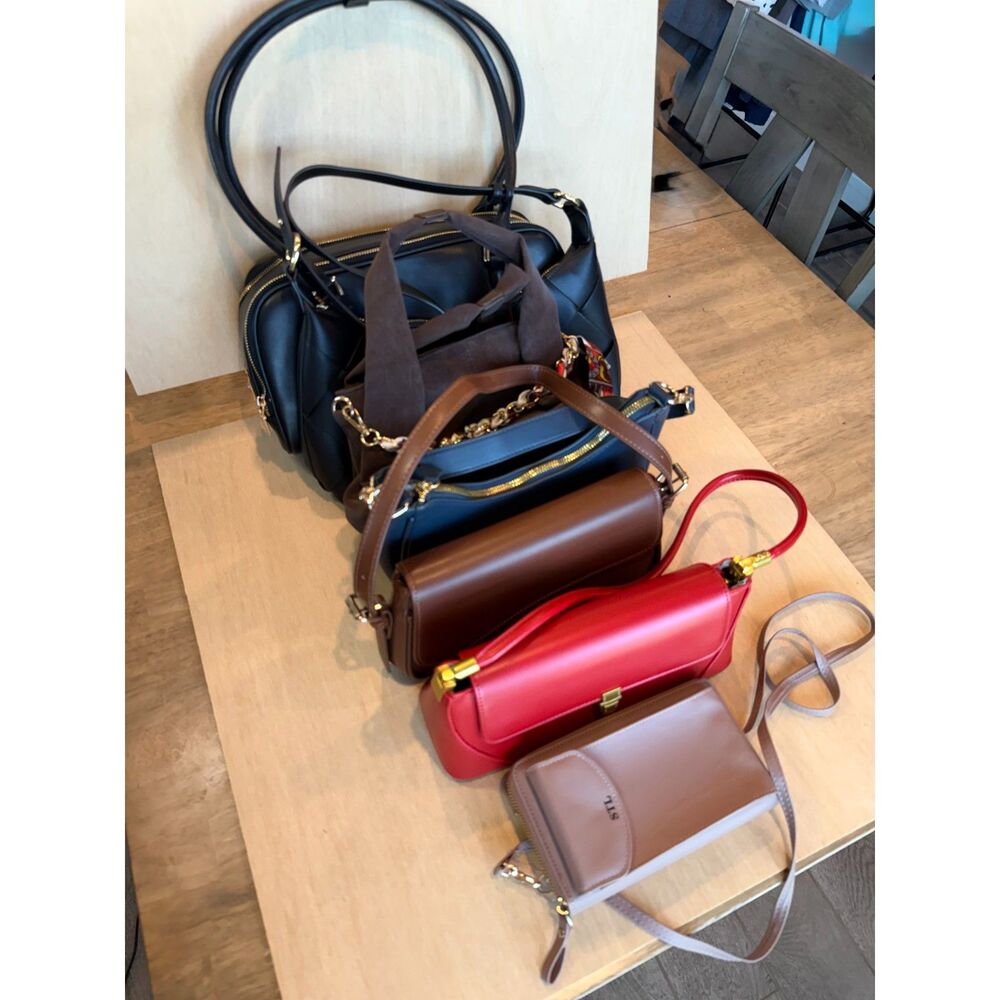 Handbag Bundle Lot 7 Purses Shoulder Bag Crossbody Set Black Brown Blue Red Pink